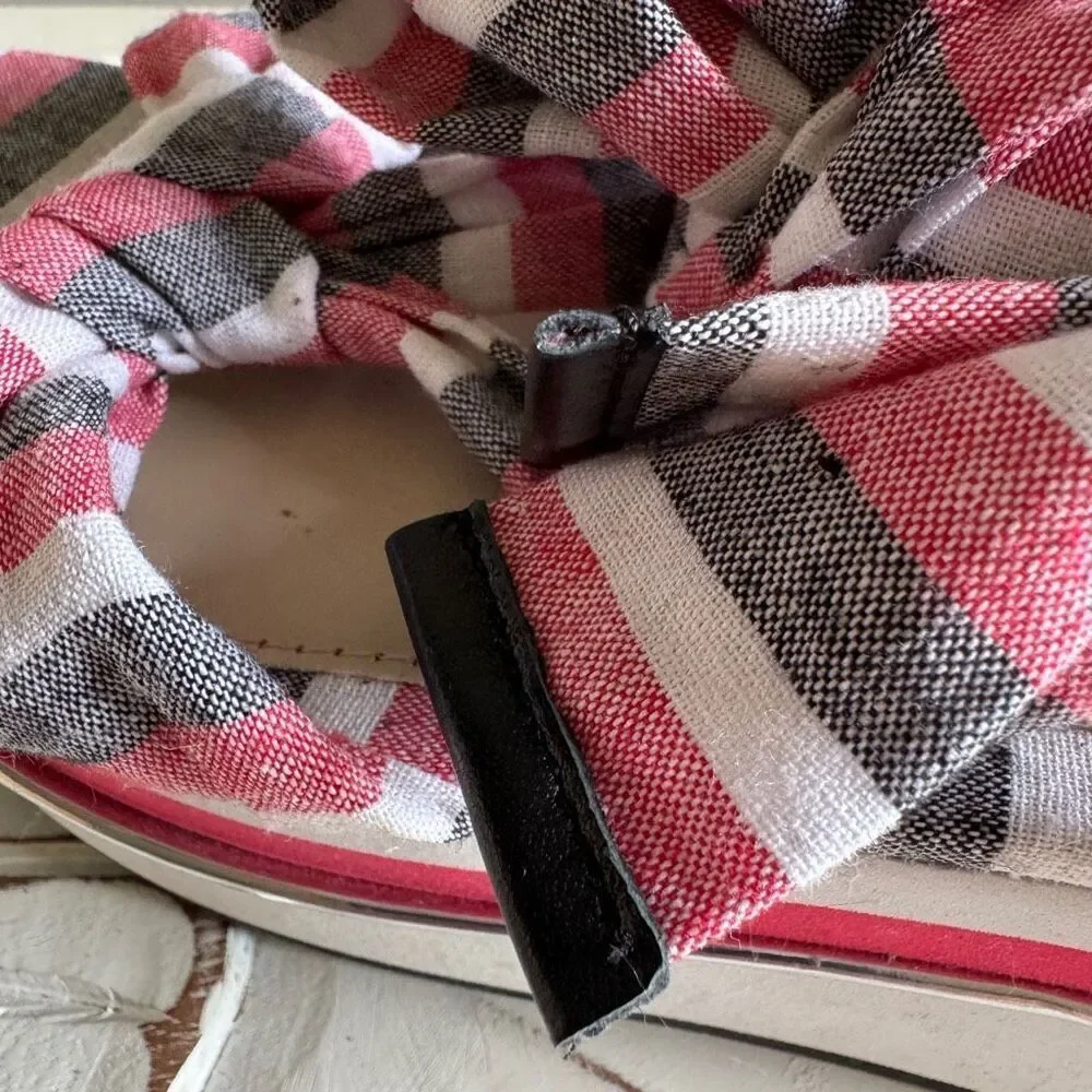Zara red, white, and blue ribbon tie platform sandal size 39 - Picture 8 of 8